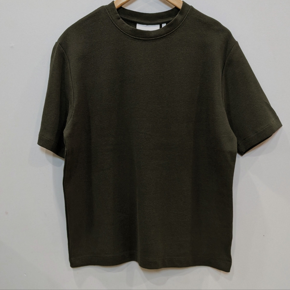 PLENUM STUDIO | Men's Trent Olive Waffle Knit Relaxed Fit Crewneck T-Shirt